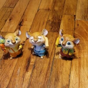 Vtg 3 Homco 1095 Anthropomorphic Mice Furry Farm Friends Corn Carrot Cheese1970s